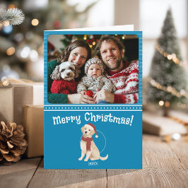 Blue Dog Illustration Family Foto Frohe Weihnachte Karte