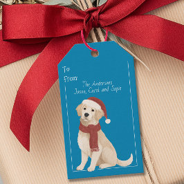Blue Dog Illustration Weihnachtsmannmütze Weihnach Geschenkanhänger