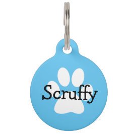 Blue Dog Name und Adresse Paw Print Dog Tag Haustiermarke