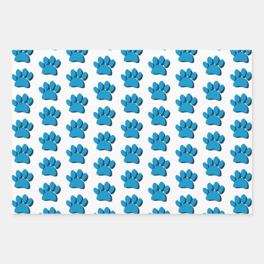 Blue Dog Paw 3D Art Muster Geschenkpapier Set (Vorderseite 2)