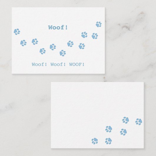 Blue Dog Paw druckt den Niedlichen Personalisierte Mitteilungskarte (Vorne/Hinten)