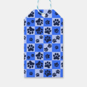 Blue Dog Paw Print Checkerboard Geschenkanhänger (Vorderseite)