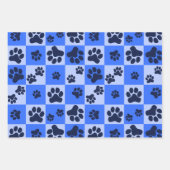 Blue Dog Paw Print Checkerboard Geschenkpapier Set (Vorderseite 2)