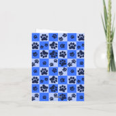 Blue Dog Paw Print Checkerboard Karte (Rückseite)