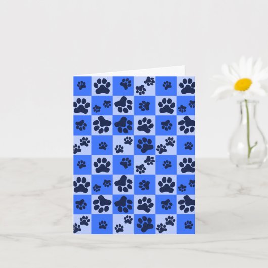 Blue Dog Paw Print Checkerboard Karte (Kleine Pflanze)