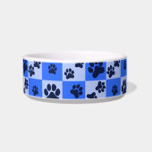 Blue Dog Paw Print Checkerboard Napf (Links)