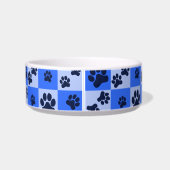 Blue Dog Paw Print Checkerboard Napf (Rückseite)