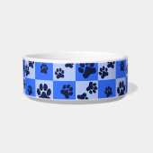 Blue Dog Paw Print Checkerboard Napf (Vorderseite)