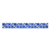 Blue Dog Paw Print Checkerboard Satinband (Vorderseite)
