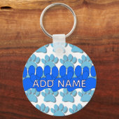 Blue Dog Paw Print Custom Personalized Name Schlüsselanhänger (Vorderseite)