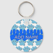 Blue Dog Paw Print Custom Personalized Name Schlüsselanhänger (Rückseite)