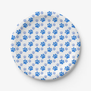 Blue Dog Paw Print Simple Animal Lover Welpen Pappteller