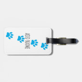 Blue Dog Paw Prints Individuelle Name Gepäckanhänger (Rückseite horizontal)
