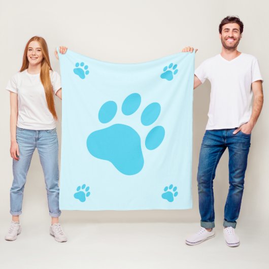 Blue Dog Paw Silhouetten Fleecedecke (Beispiel)