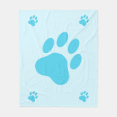 Blue Dog Paw Silhouetten Fleecedecke (Vorderseite)
