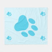 Blue Dog Paw Silhouetten Fleecedecke (Vorderseite (Horizontal))