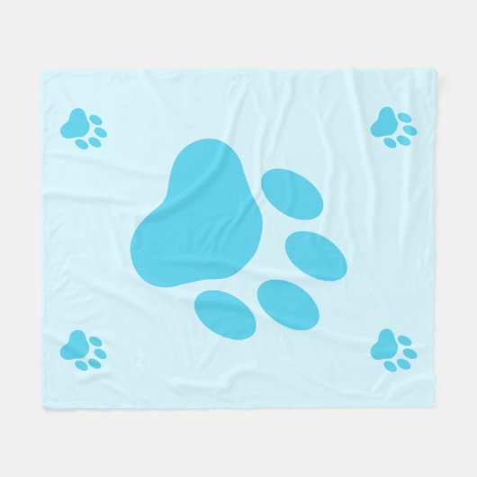 Blue Dog Paw Silhouetten Fleecedecke (Vorderseite (Horizontal))
