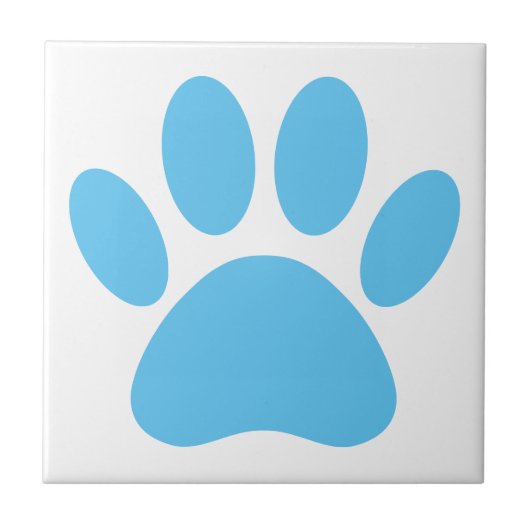 Blue Dog Pawprint Tile Fliese (Vorderseite)