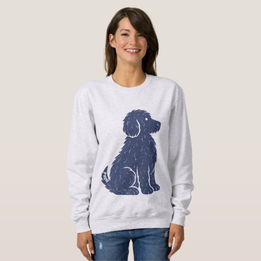 Blue Dog Silhouette Minimal Art Sweatshirt (Vorne ganz)