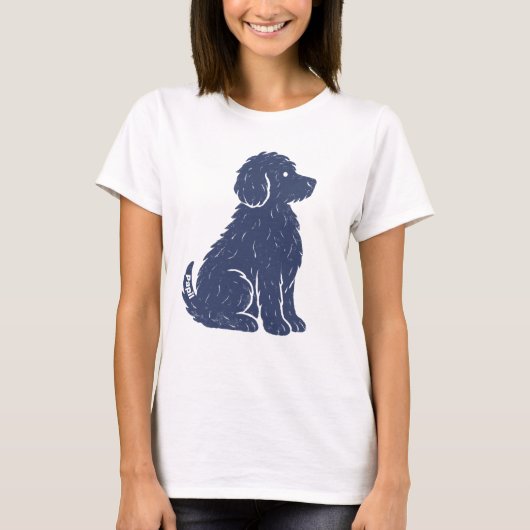 Blue Dog Silhouette Minimal Art T-Shirt (Vorderseite)