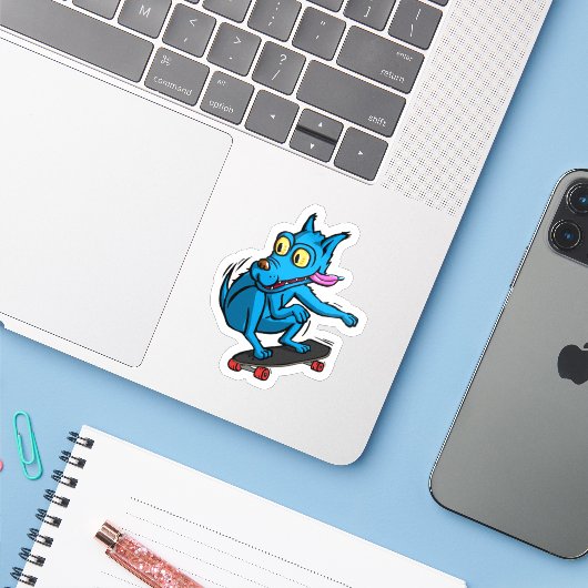 Blue dog skater aufkleber (Laptop mit iPhone)