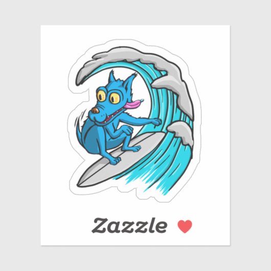 Blue dog surfer aufkleber (Blatt)