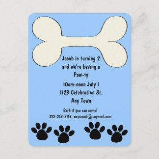 Blue Doggy Thema Geburtstag Einladung