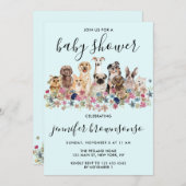 Blue Dogs Haustier Familienfeier Kinderdusche Einladung (Vorne/Hinten)