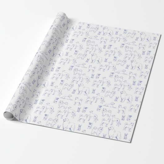 Blue Dogs Pattern Geschenkpapier (Ungerollt)