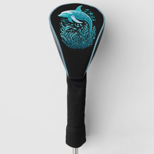 Blue Dolphin Art Golf Headcover (Vorderseite)