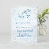 Blue Dolphin Hochzeitseinladung Einladung (Stehend Vorderseite)