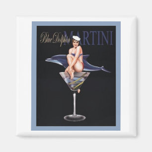 Blue Dolphin Martini Magnet