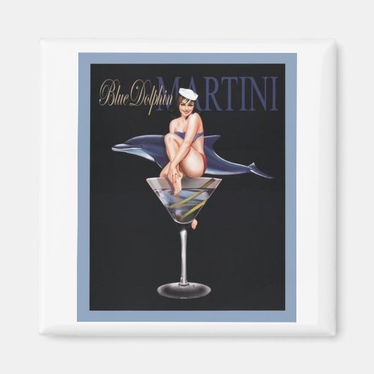 Blue Dolphin Martini Magnet (Vorne)