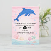 Blue Dolphin Ocean Geburtstag Einladung (Stehend Vorderseite)
