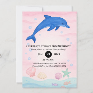 Blue Dolphin Ocean Geburtstag Einladung