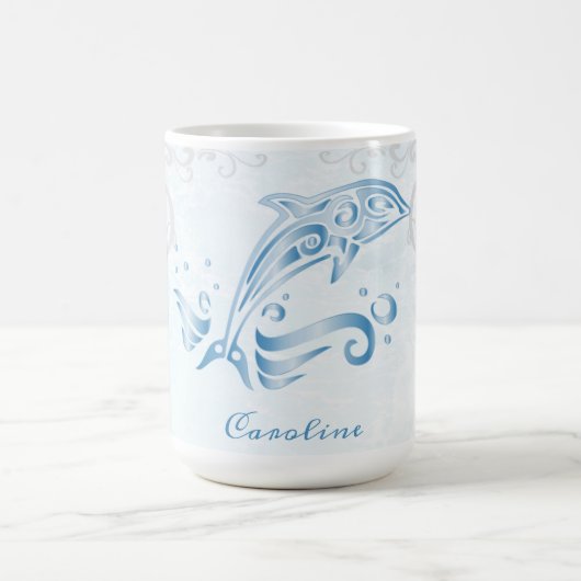 Blue Dolphin Personalisiert Coffee Tasse (Mittel)
