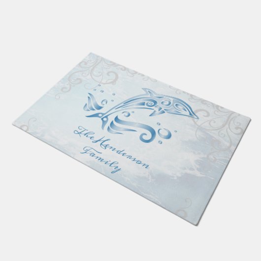 Blue Dolphin Personalisiert Doormat Fußmatte (Schrägansicht)