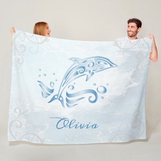 Blue Dolphin Personalisiert Fleece Blanket (Beispiel)