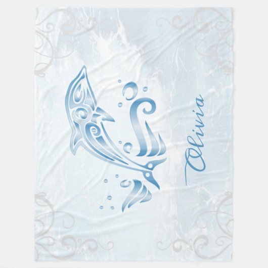 Blue Dolphin Personalisiert Fleece Blanket (Vorderseite)