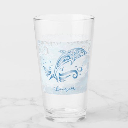 Blue Dolphin Personalisiert Glass Cup Glas (Vorderseite)