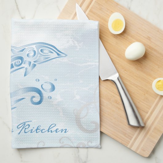 Blue Dolphin Personalisiert Kitchtuch Geschirrtuch (Viertel Falte)