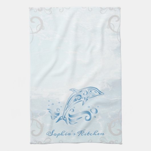 Blue Dolphin Personalisiert Kitchtuch Geschirrtuch (Vertikal)