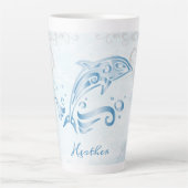 Blue Dolphin Personalisiert Latte Tasse (Vorderseite)