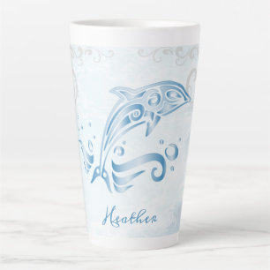 Blue Dolphin Personalisiert Latte Tasse