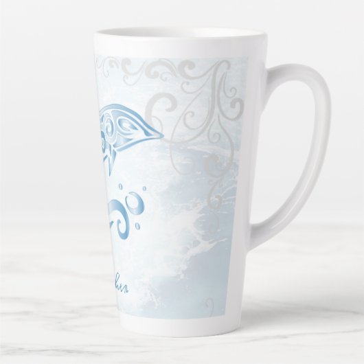 Blue Dolphin Personalisiert Latte Tasse (Rechts)