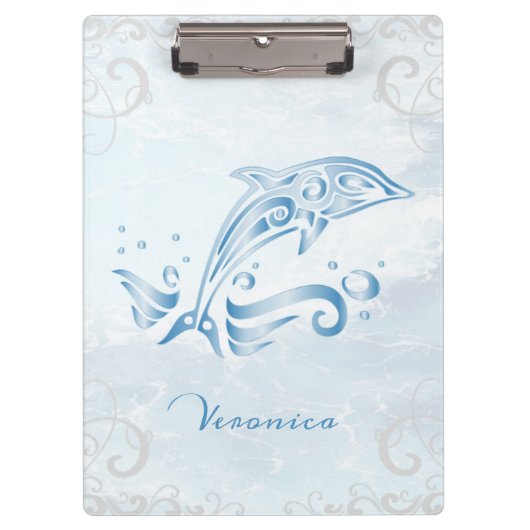 Blue Dolphin Personalisierte Zwischenablage Klemmbrett (Vorderseite)