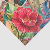 Blue Dolphin Tropical Floral & Butterfly Decoupage Seidenpapier (Detail)