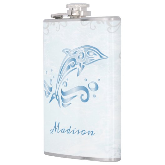 Blue Dolphin Vinyl Wrapped Flask Flachmann (Links)