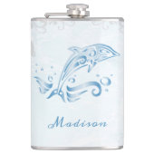 Blue Dolphin Vinyl Wrapped Flask Flachmann (Vorderseite)