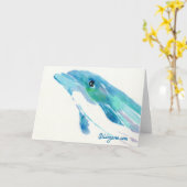 Blue Dolphin Watercolor - Karte (Gelbe Blume)